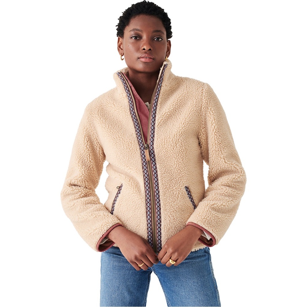 Faherty Tan Teddy Jacket with Pink Accents